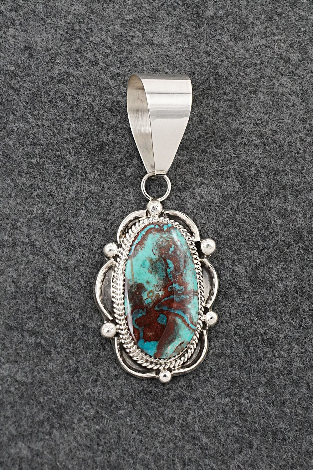 Turquoise & Sterling Silver Pendant - Leslie Nez