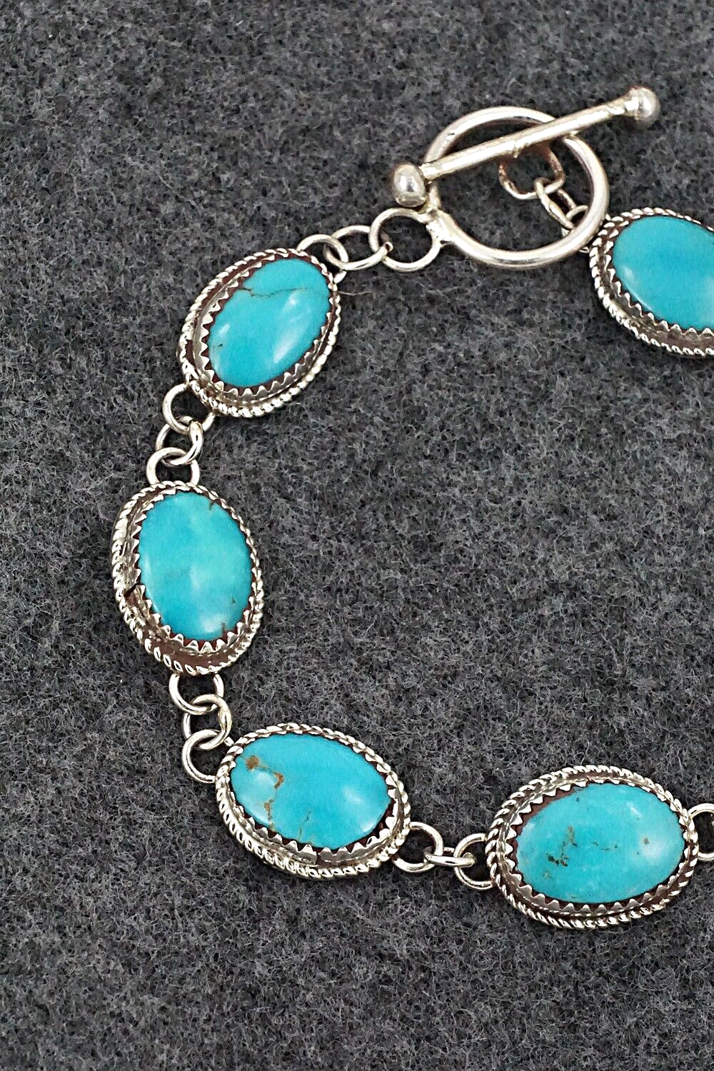 Turquoise & Sterling Silver Link Bracelet - Ernest Hawthorne