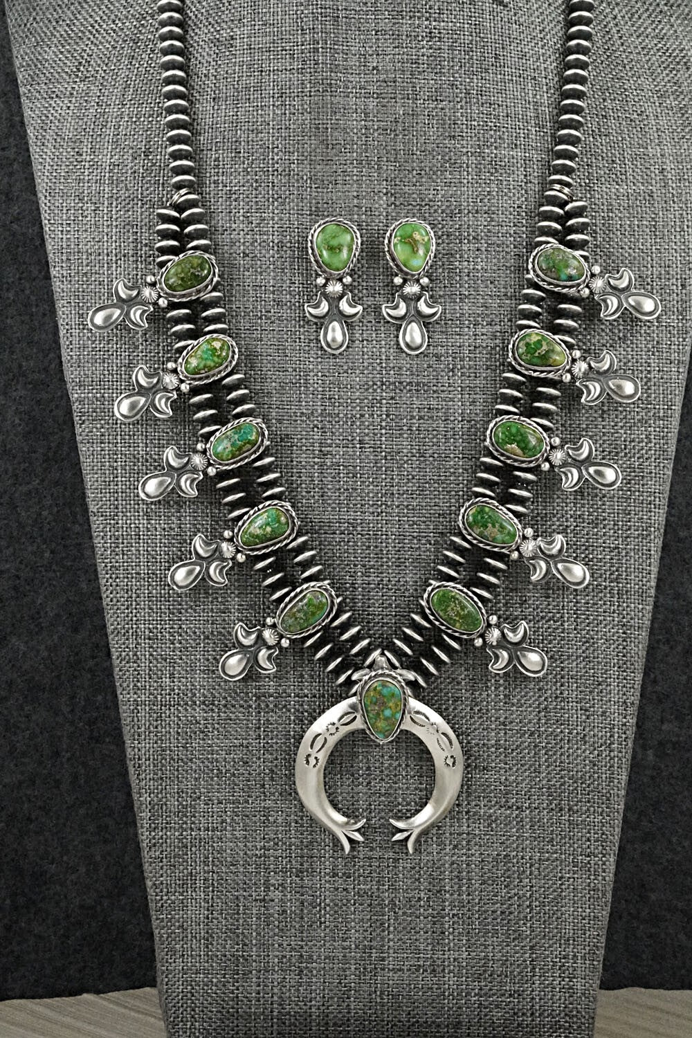 Turquoise & Sterling Silver Mini Squash Blossom Set - Adrienne Gordon