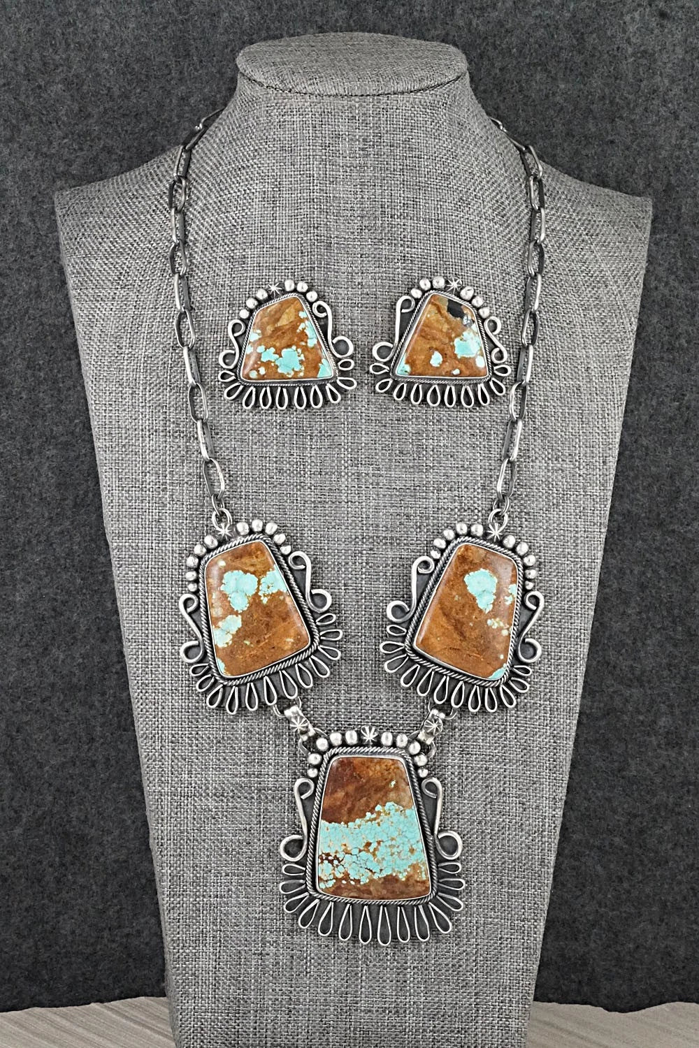 Turquoise & Sterling Silver Necklace and Earrings Set - Bob Becenti