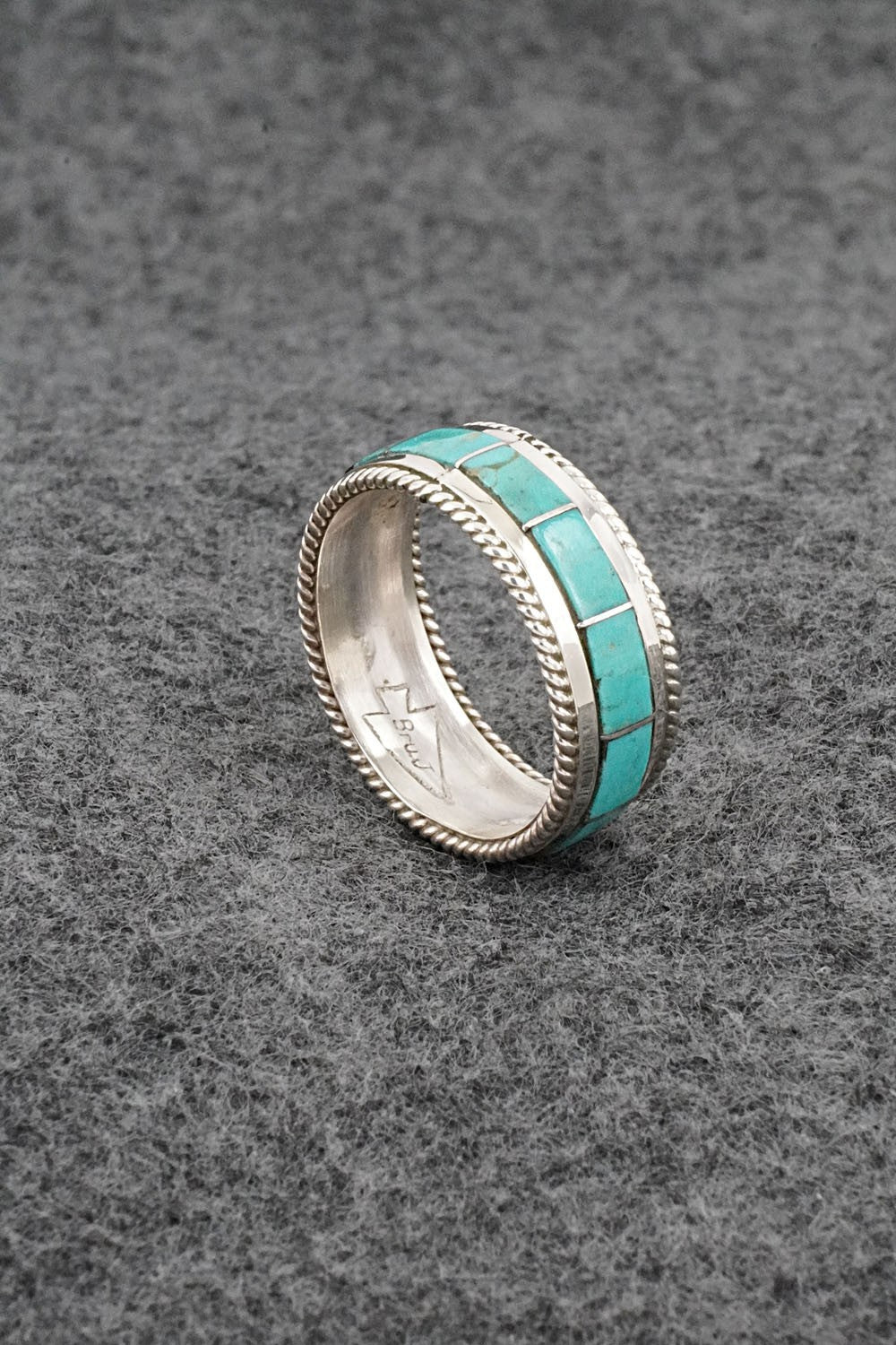 Turquoise & Sterling Silver Ring - Bruce Johnson - Size 9