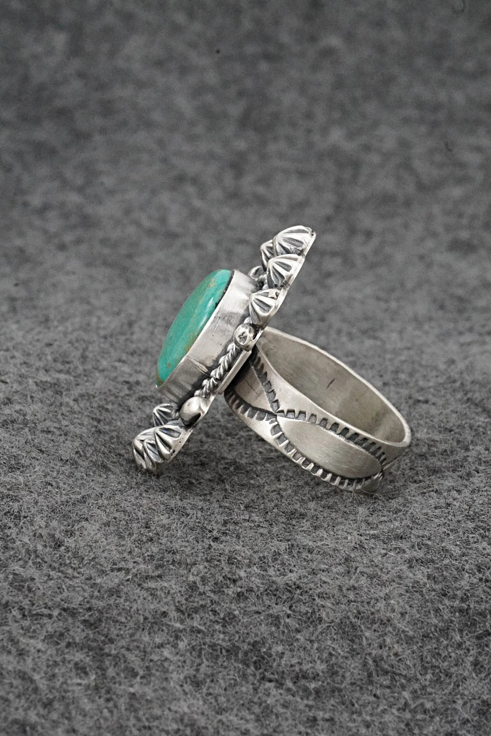 Turquoise & Sterling Silver Ring - Cordell Platero - Size Adjustable