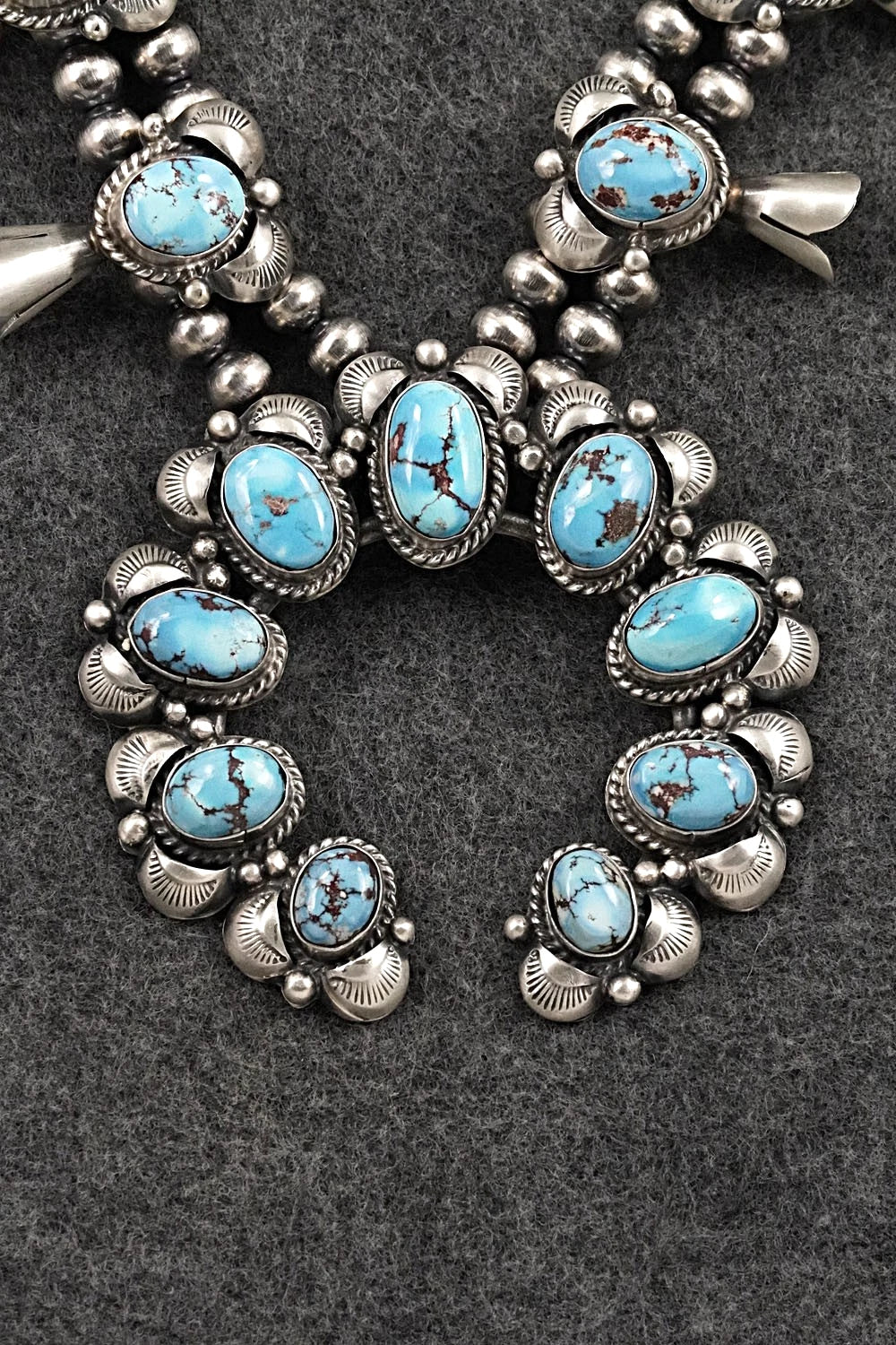 Turquoise & Sterling Silver Squash Blossom Set - Vernon Johnson