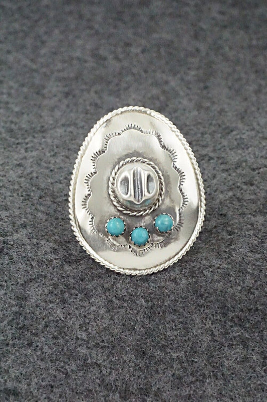 Turquoise & Sterling Silver Ring - Bobby Platero - Size 8.5