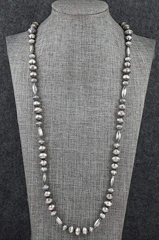 Sterling Silver Navajo Pearl Necklace 26" - Vintage