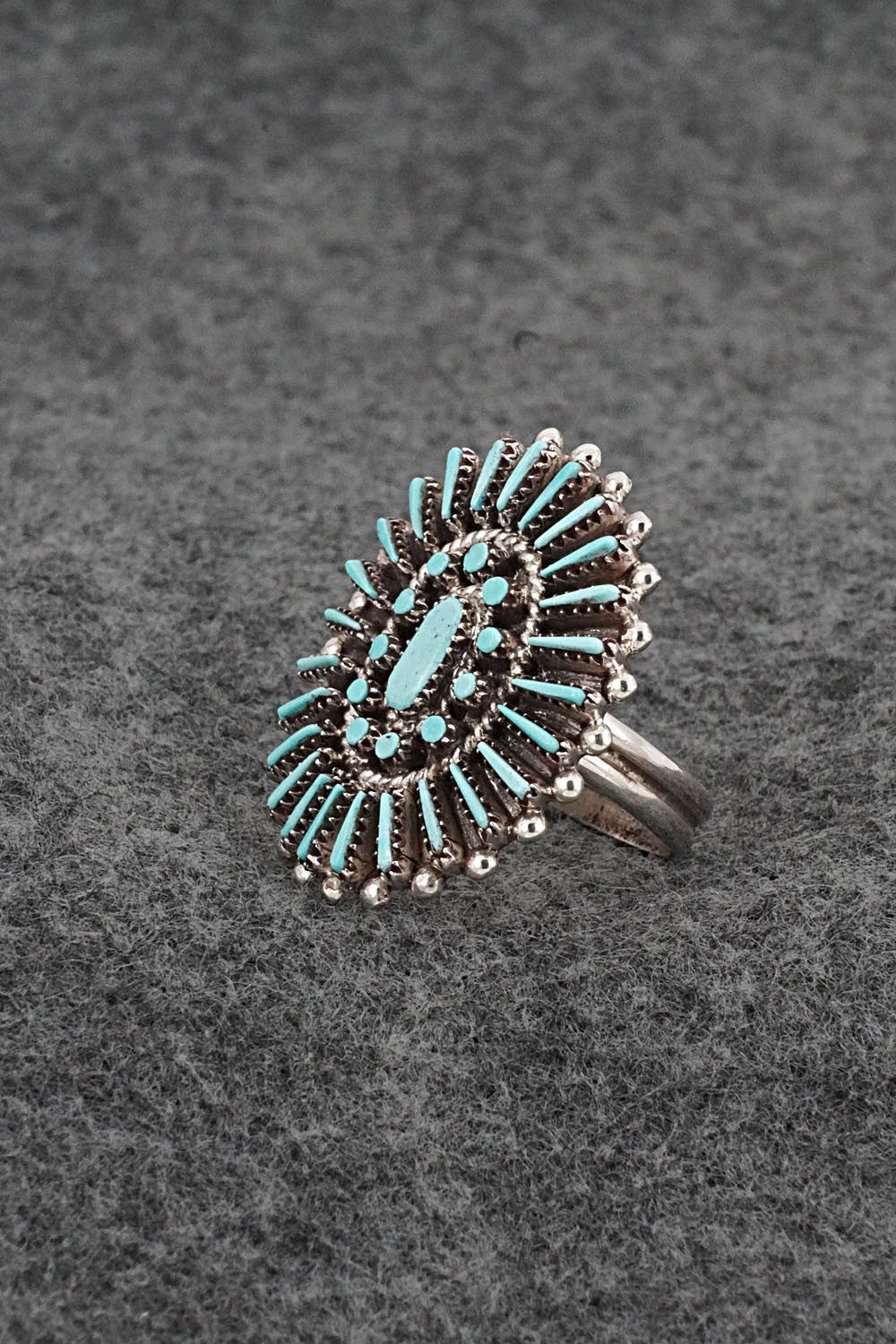 Turquoise & Sterling Silver Ring - Shirley Lahi - Size 8.75