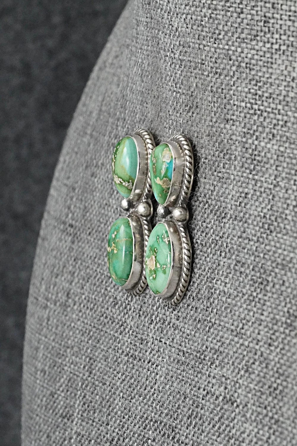 Turquoise & Sterling Silver Earrings - Eugene Gruber