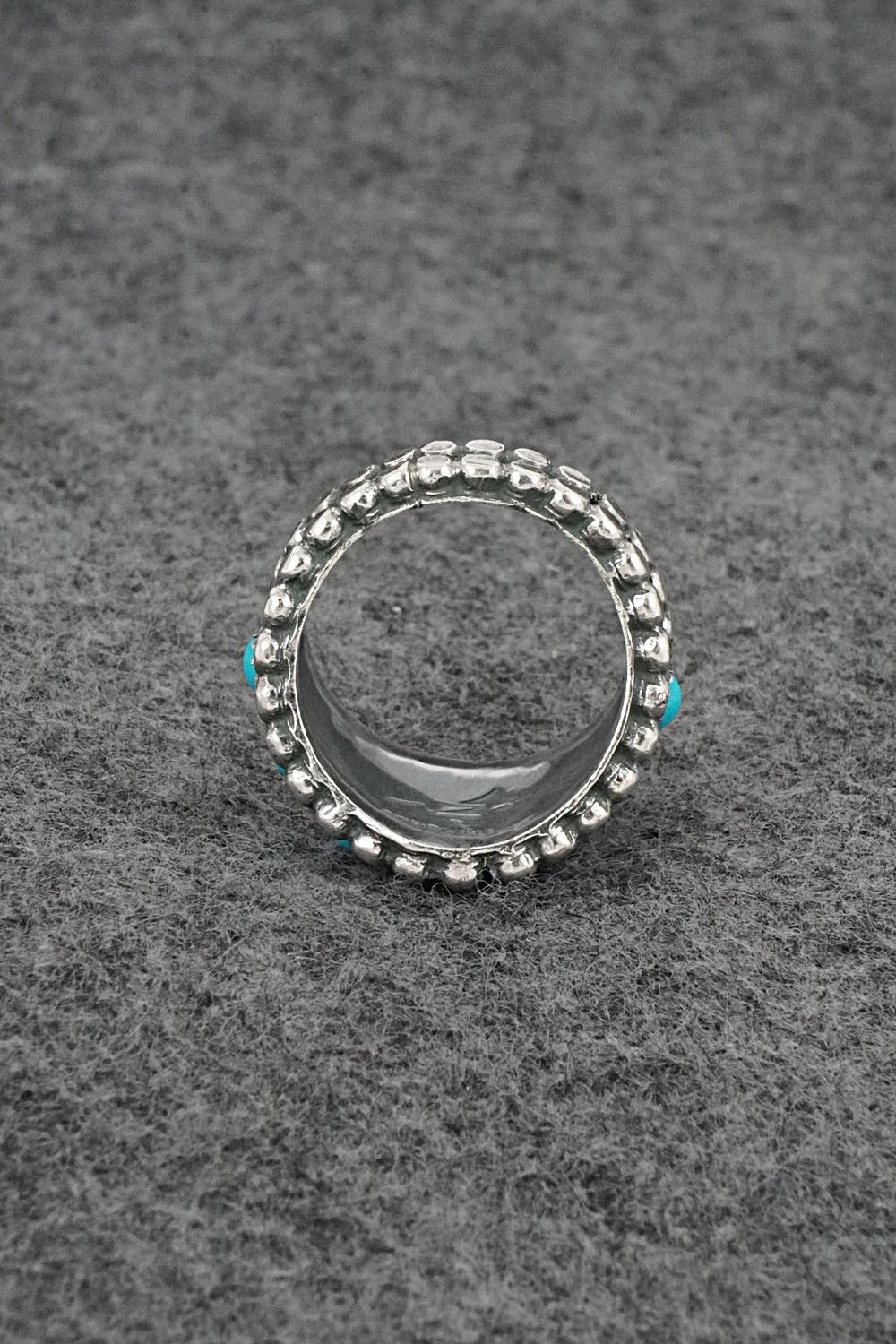 Turquoise & Sterling Silver Ring - Kenny Lonjose - Size 8.75