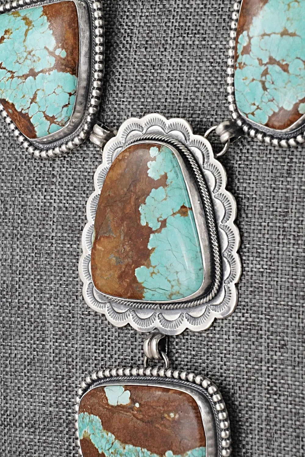 Turquoise & Sterling Silver Necklace and Earrings Set - Darrin Livingston