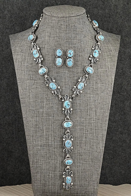 Turquoise & Sterling Silver Necklace and Earrings Set - Darrin Livingston