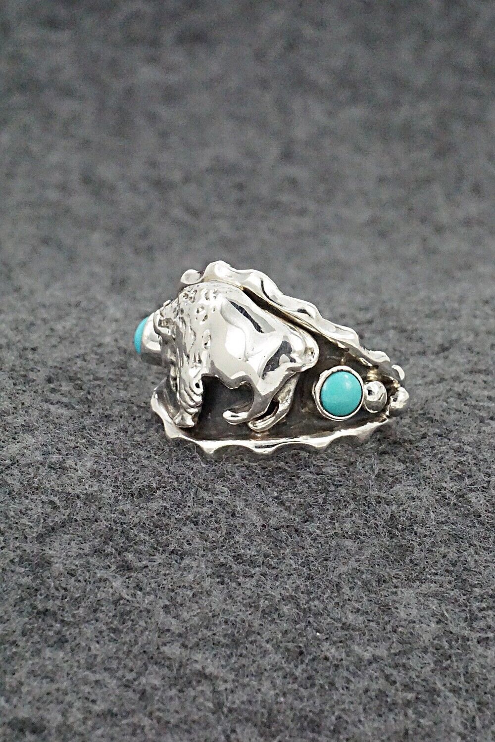 Turquoise & Sterling Silver Ring - Genevieve Francisco - Size 13