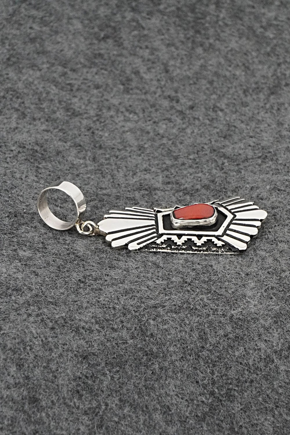 Coral & Sterling Silver Pendant - Rosita Singer