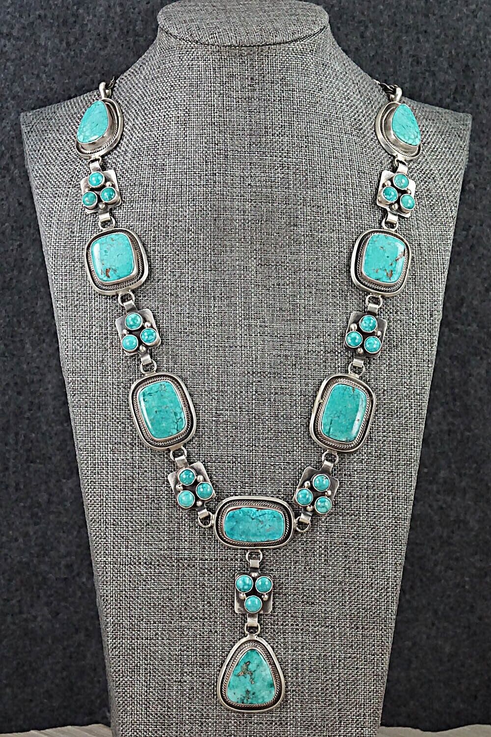 Turquoise & Sterling Silver Necklace Set - Raymond Delgarito