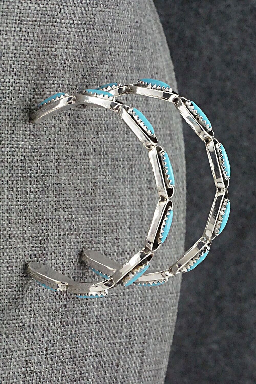 Turquoise & Sterling Silver Hoop Earrings - Francine Peyketewa