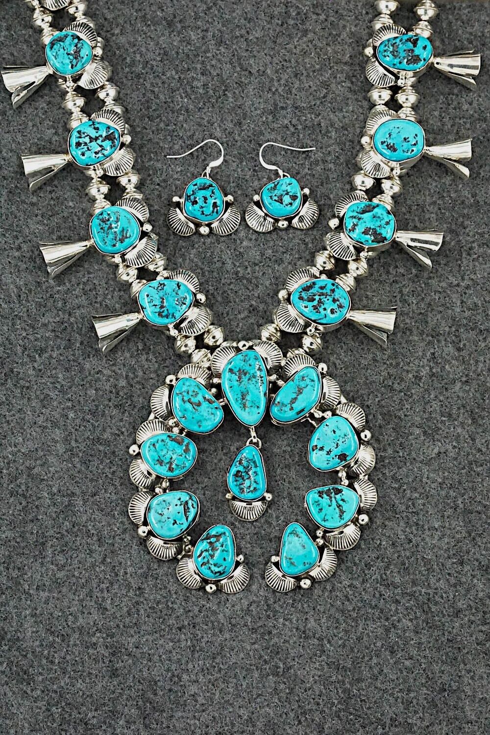 Turquoise & Sterling Silver Squash Blossom Set - Vernon Johnson