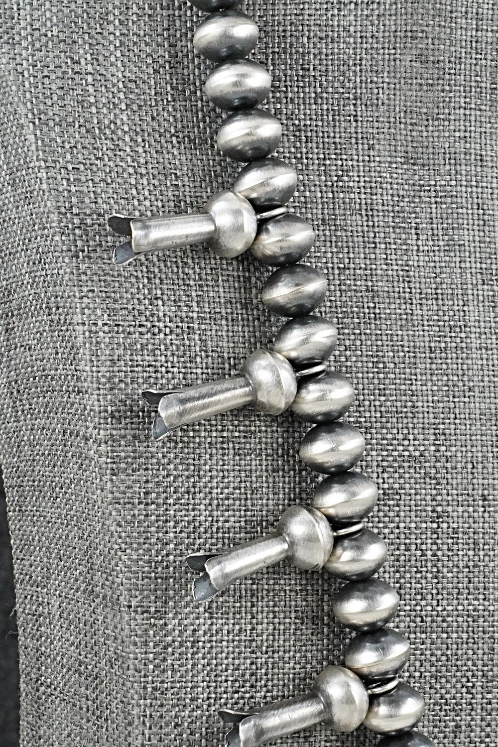 Sterling Silver Navajo Pearl Squash Blossom Necklace - Presley Haley