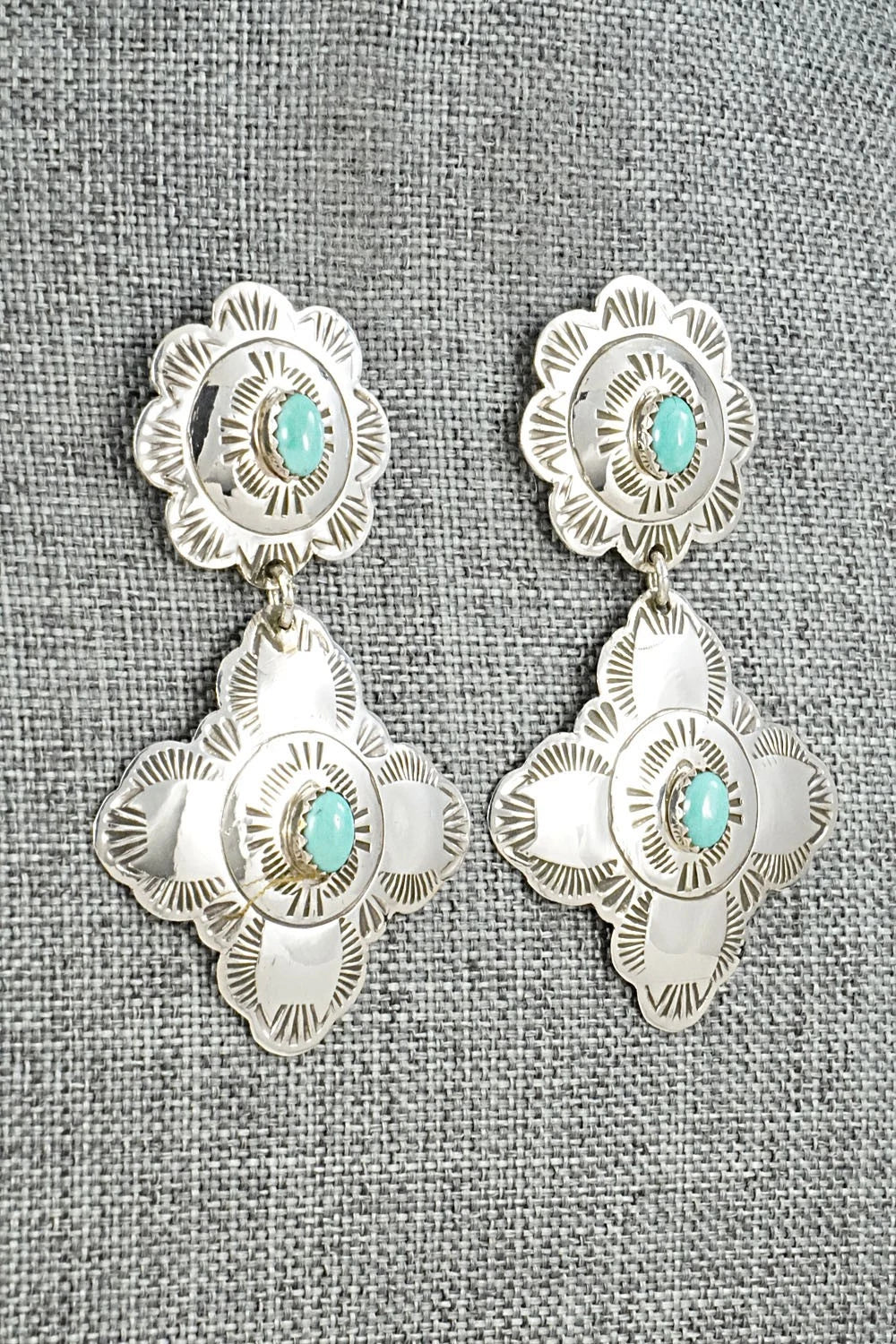 Turquoise & Sterling Silver Earrings - Bertha Begay