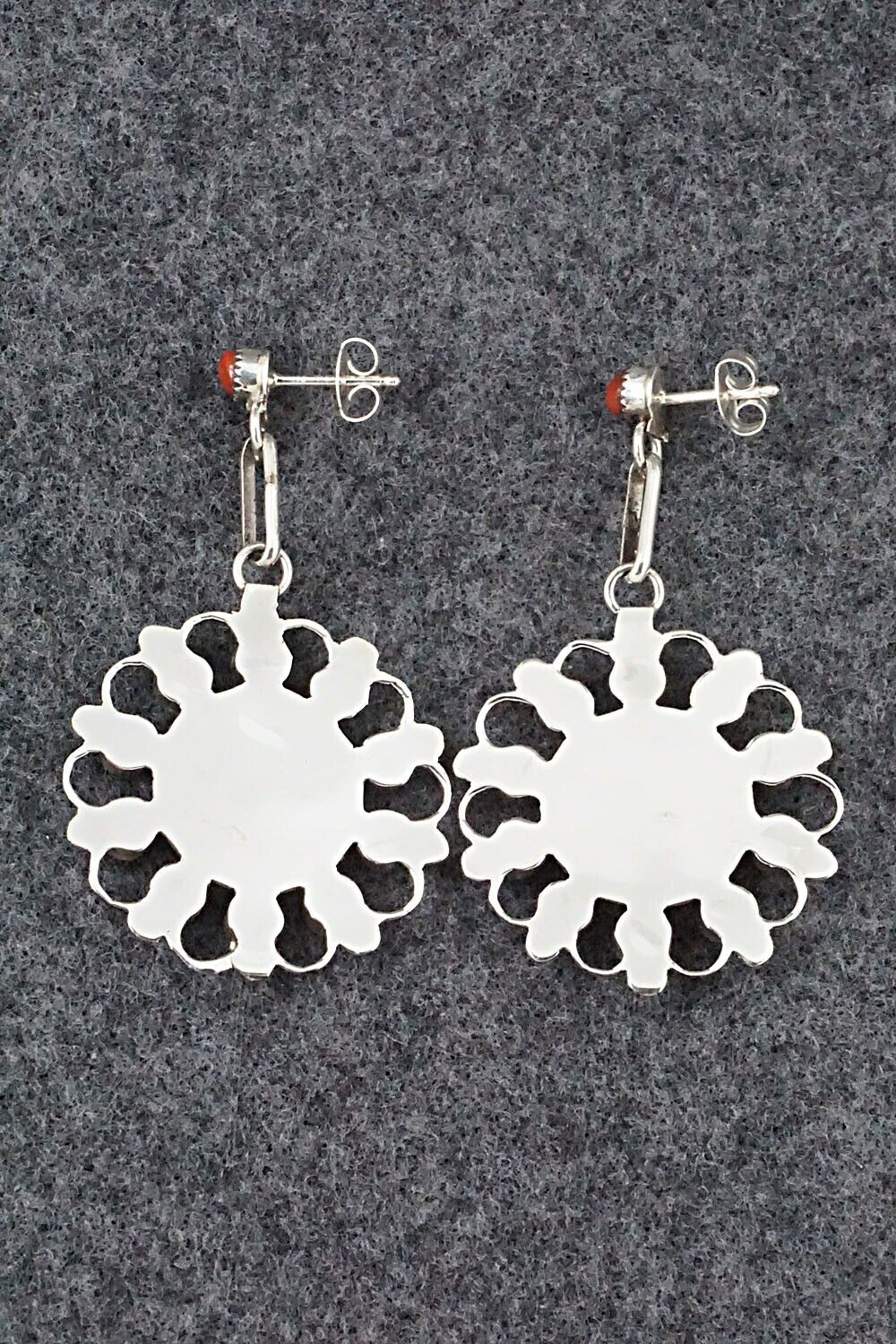 Coral & Sterling Silver Earrings - Yvette Kaamasee