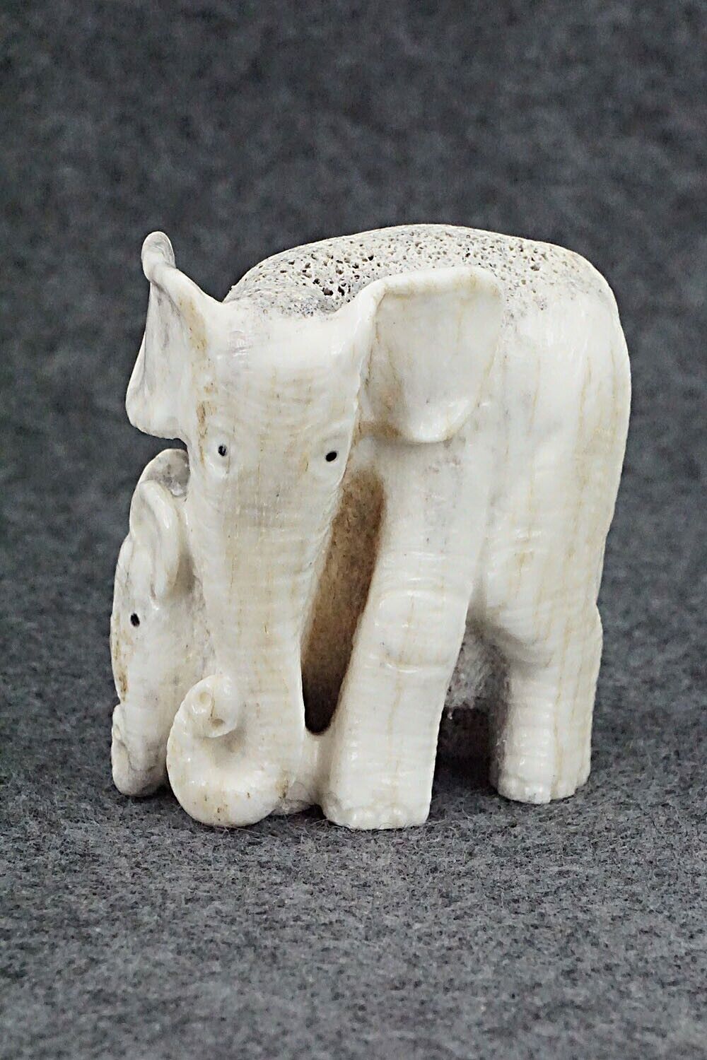 Elephant and Calf Zuni Fetish Carving - Maxx Laate