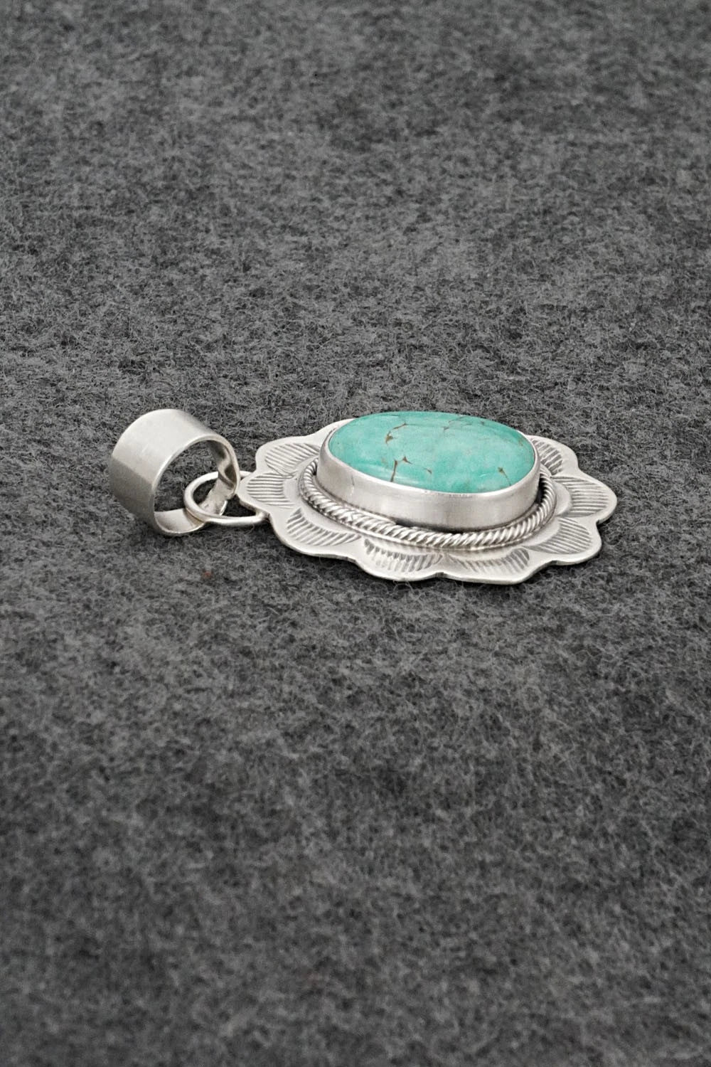Turquoise & Sterling Silver Pendant - Cordell Platero