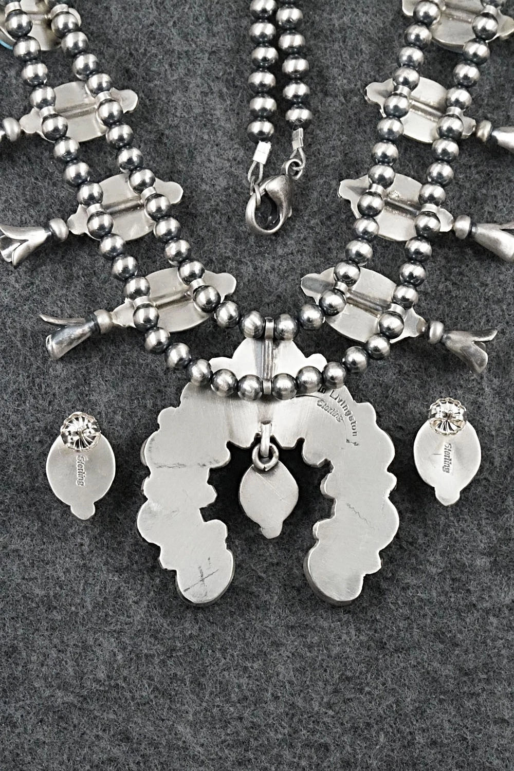 Turquoise & Sterling Silver Squash Blossom Set - Darrin Livingston