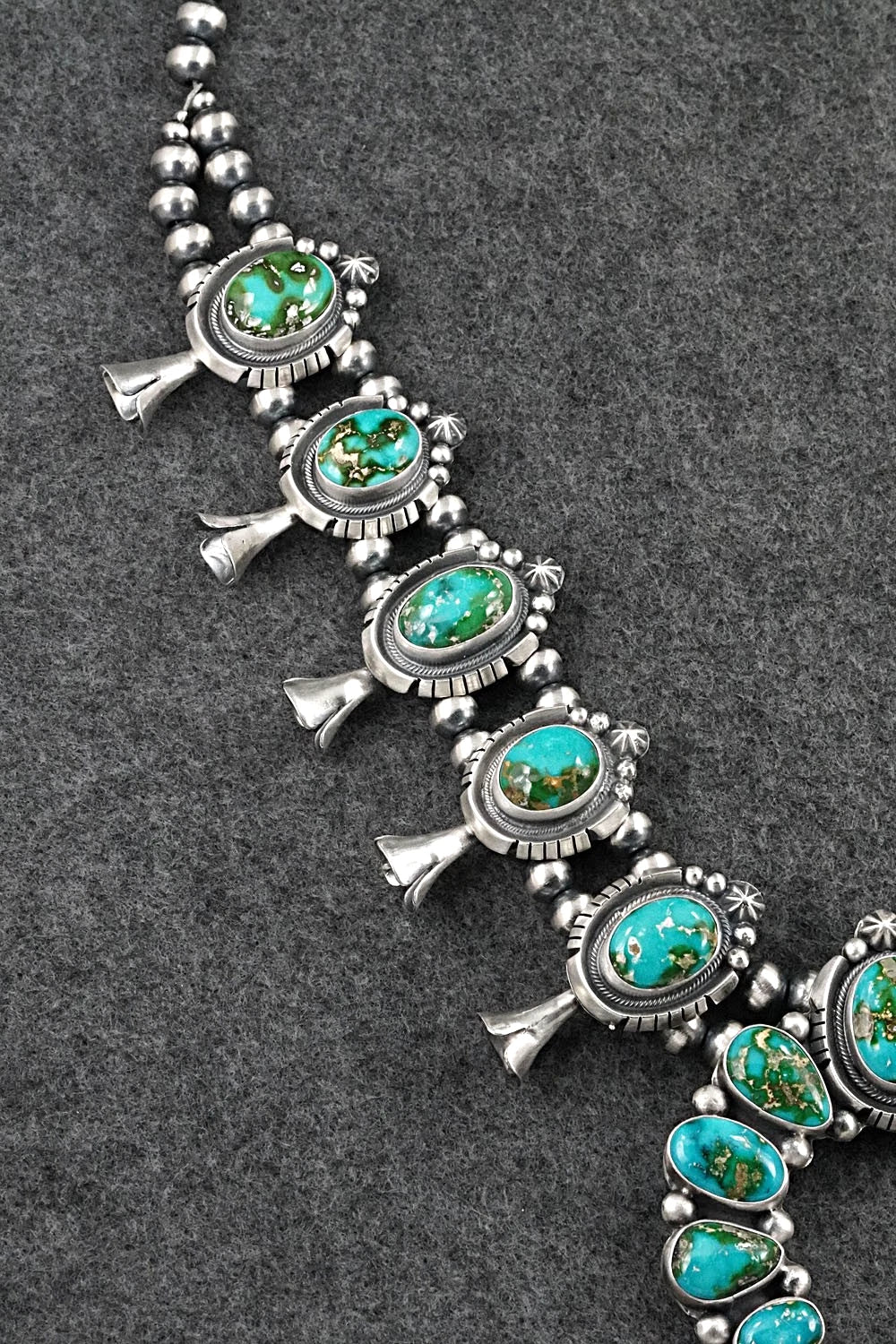 Turquoise & Sterling Silver Squash Blossom Set - Bob Becenti