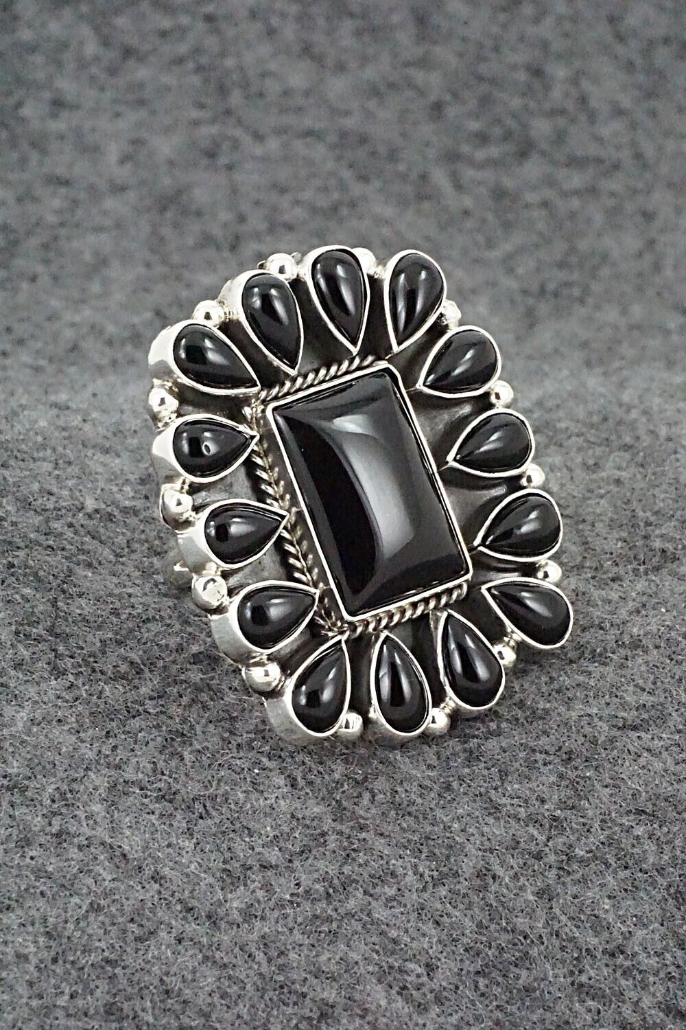 Onyx & Sterling Silver Ring - Verley Betone - Size 8.5