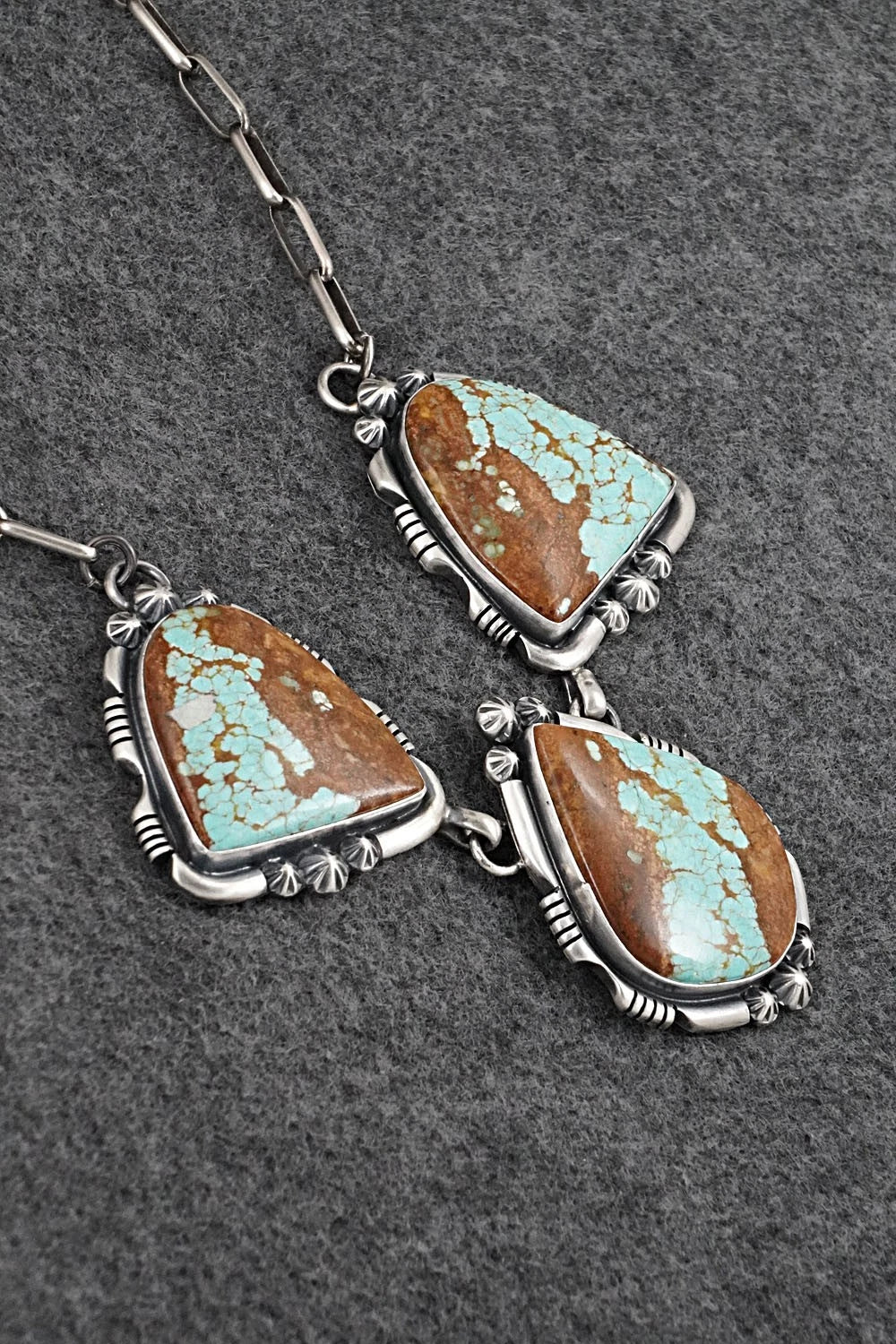 Turquoise & Sterling Silver Necklace and Earrings Set - Paul Livingston