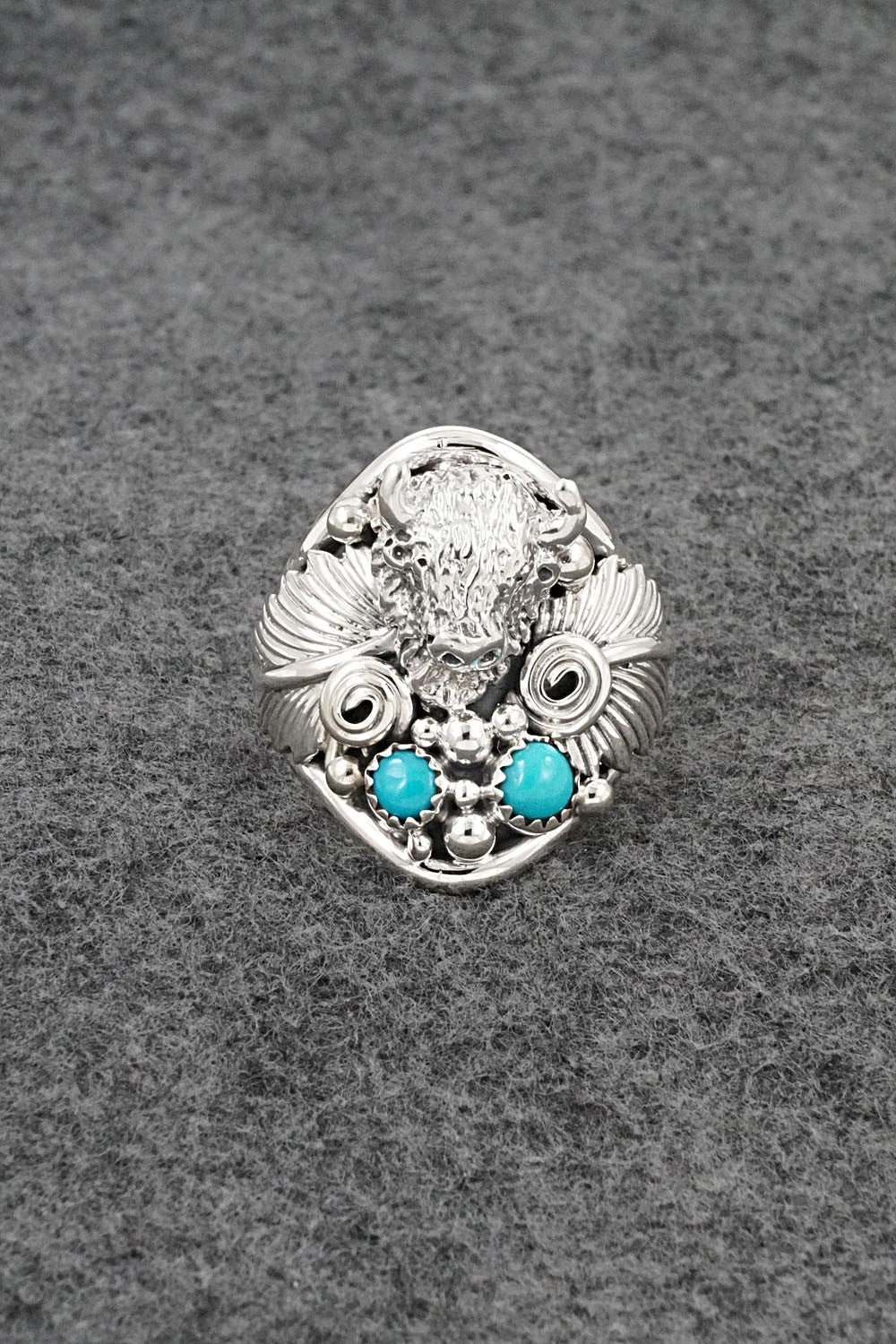 Turquoise & Sterling Silver Ring - Darrell Morgan - Size 11.5