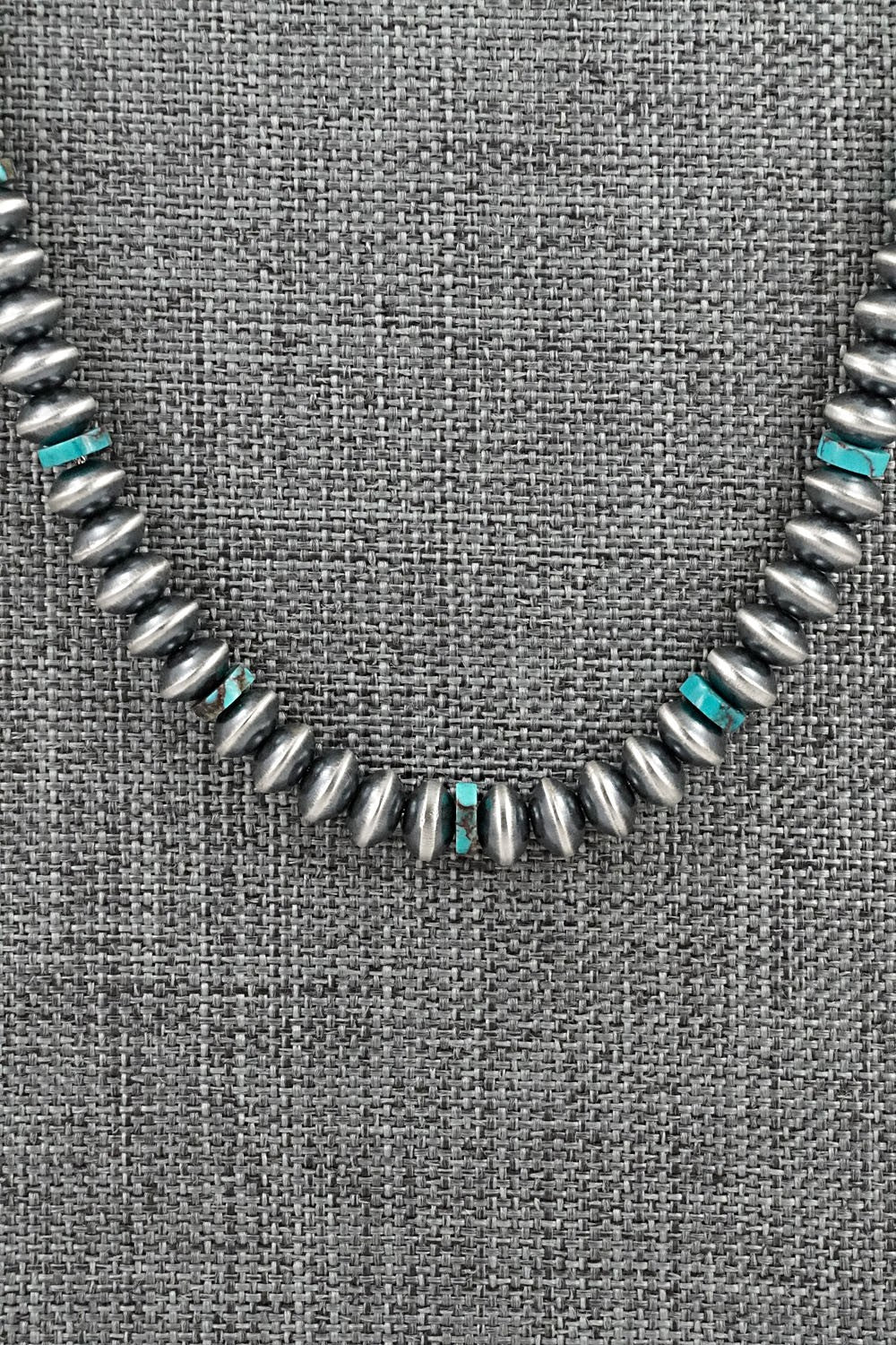 Turquoise & Sterling Silver Navajo Pearl Necklace 20" - Tonisha Haley