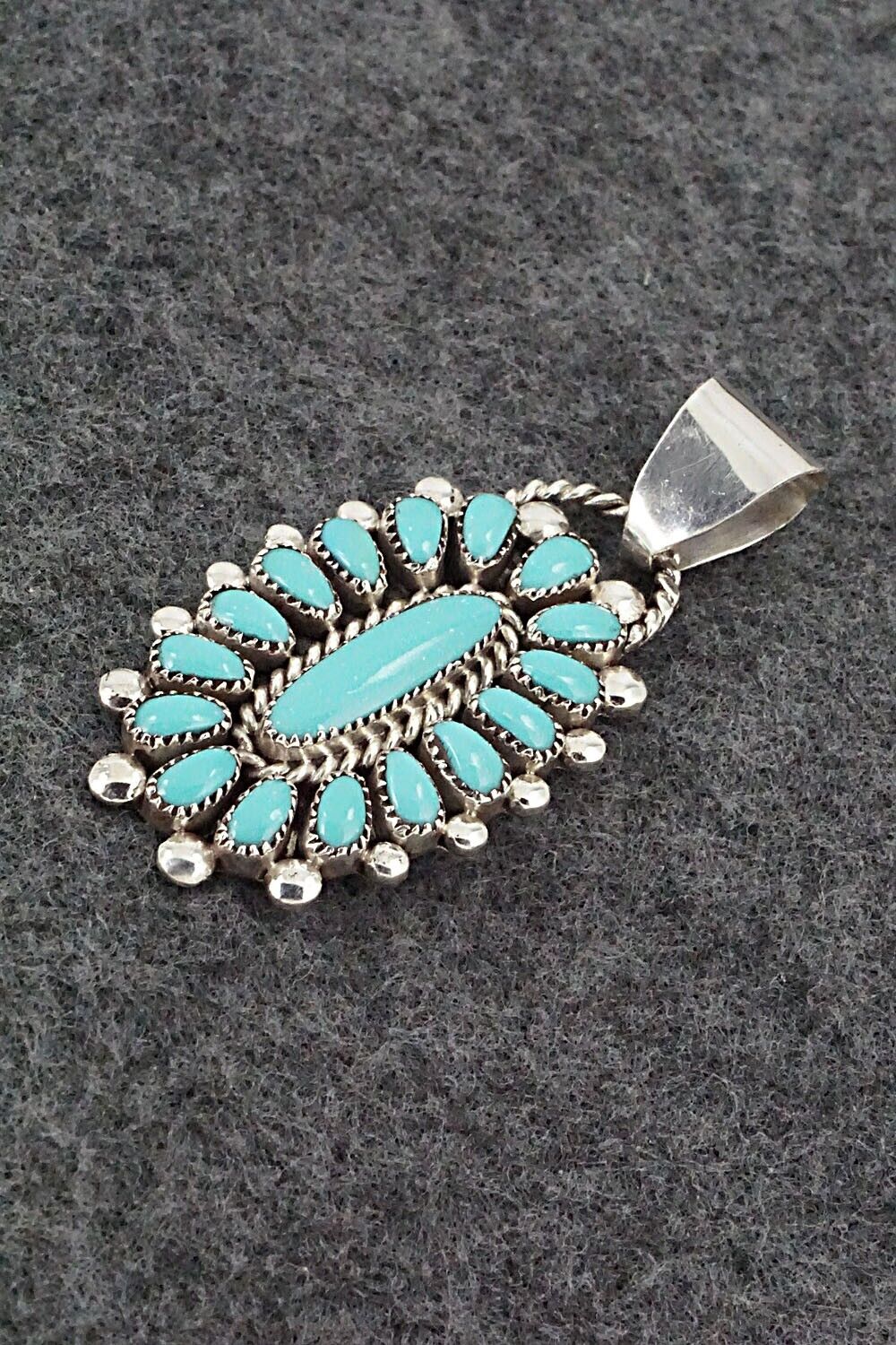 Turquoise & Sterling Silver Pendant - Lorraine Waatsa