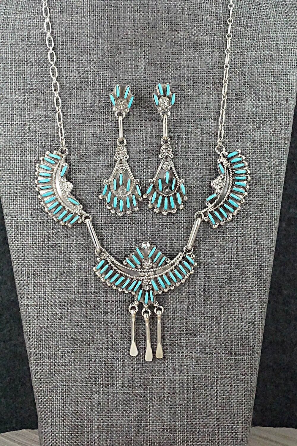 Turquoise & Sterling Silver Necklace Set - Eva Wyaco