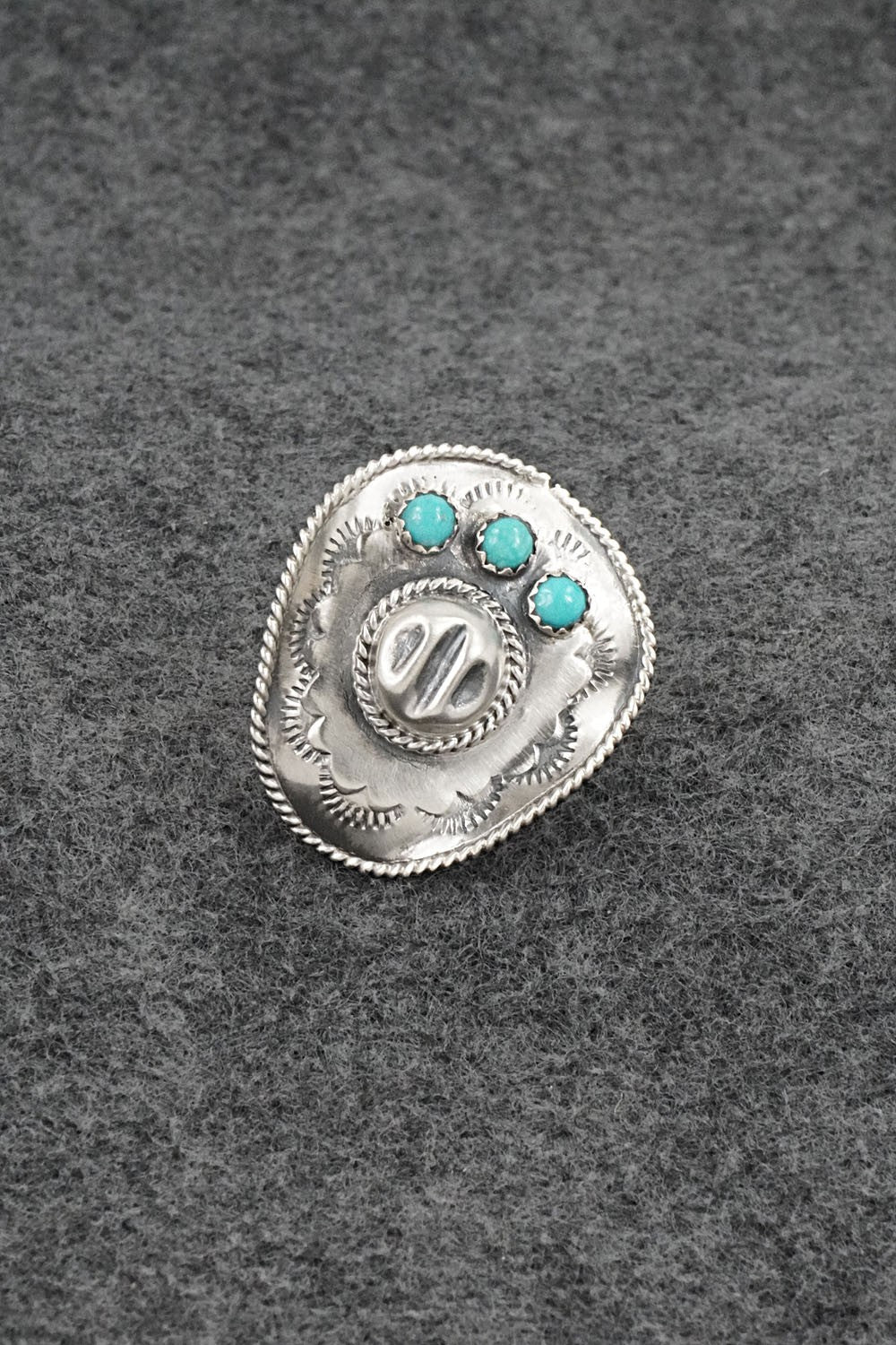 Turquoise & Sterling Silver Ring - Bobby Platero - Size 8.5
