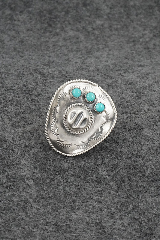 Turquoise & Sterling Silver Ring - Bobby Platero - Size 8.5