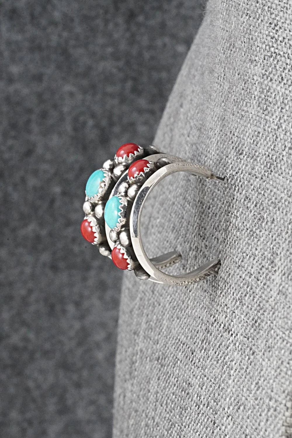 Coral, Turquoise & Sterling Silver Earrings - Paul Largo