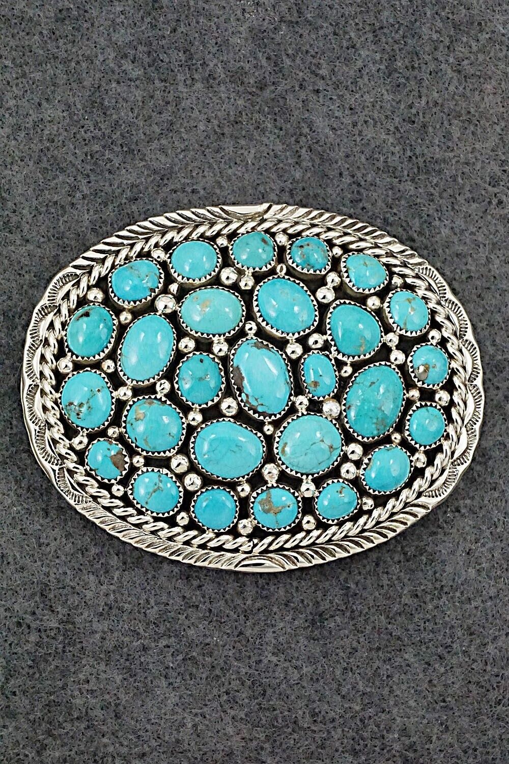 Turquoise & Sterling Silver Belt Buckle - Marlene Haley