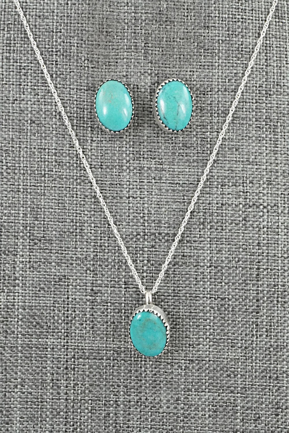 Turquoise & Sterling Silver Necklace Set - Murray Hannaweeka