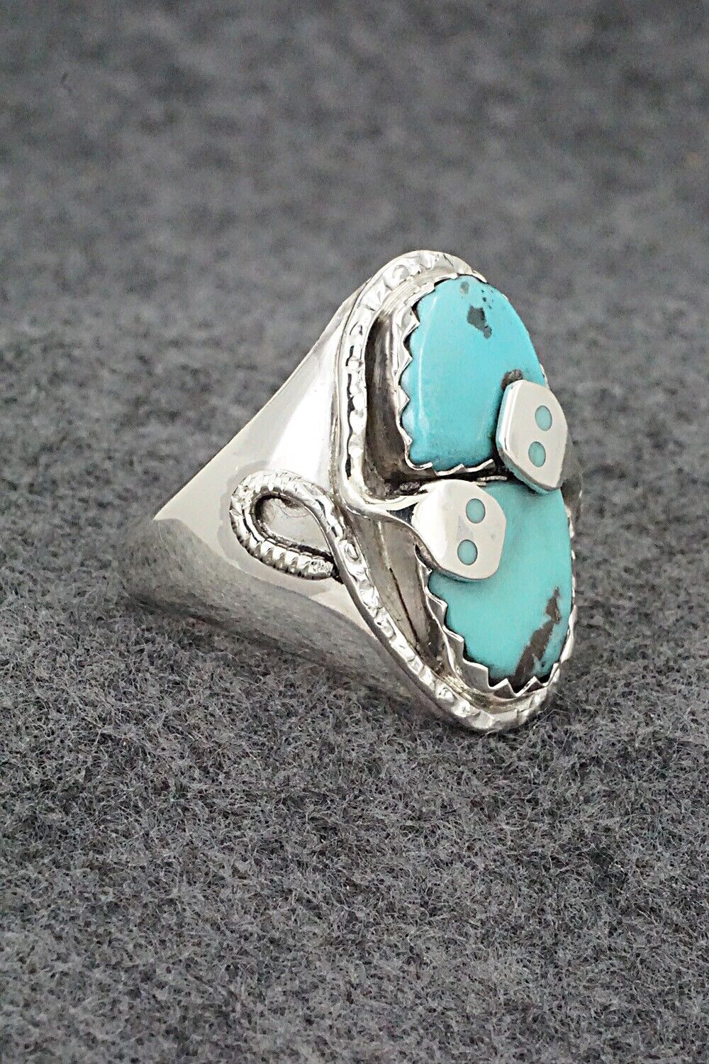 Turquoise & Sterling Silver Ring - Joy Calavaza - Size 13.5