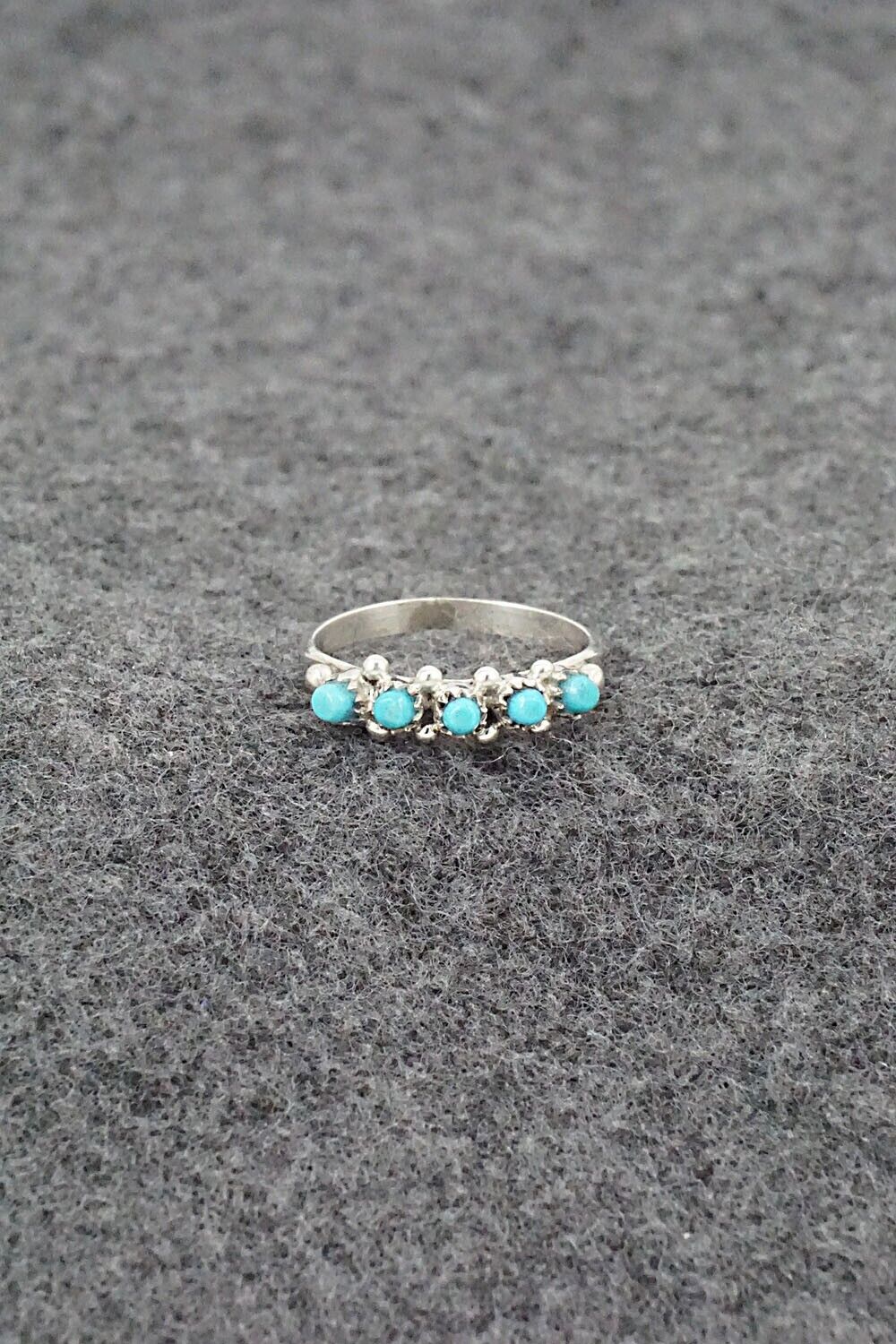 Turquoise & Sterling Silver Ring - April Haloo - Size 5