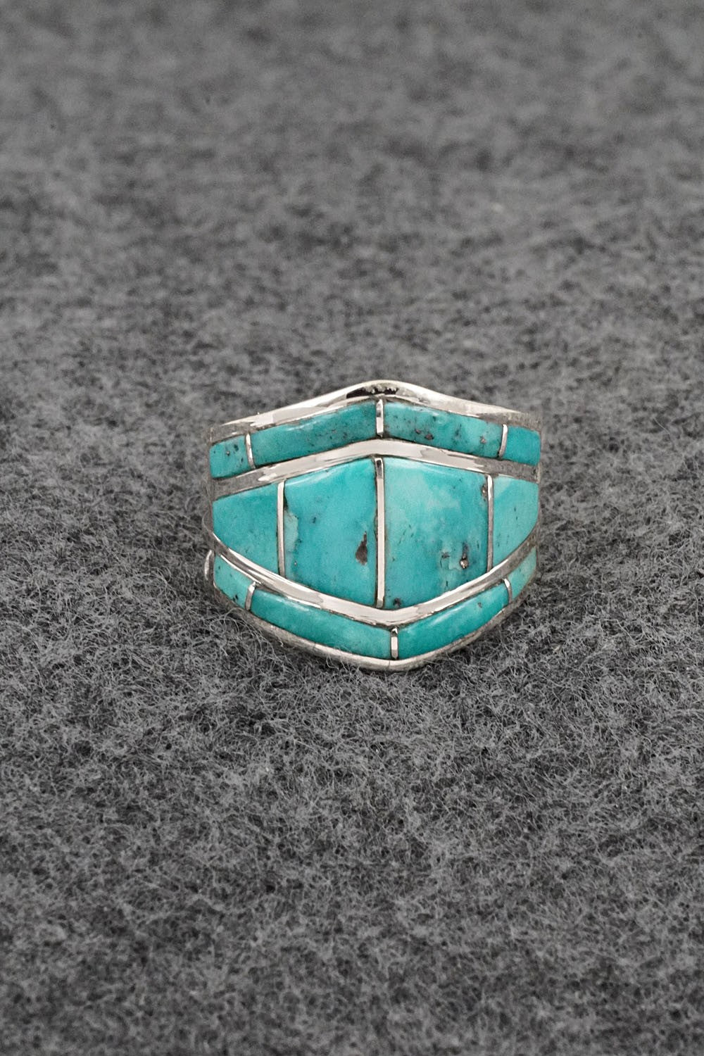Turquoise & Sterling Silver Ring - Andrew Enrico - Size 7.5