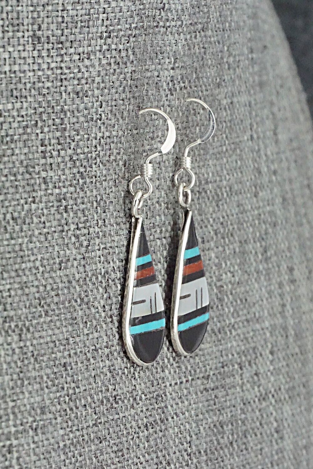 Multi Stone & Sterling Silver Inlay Earrings - Rhianna Kallestewa