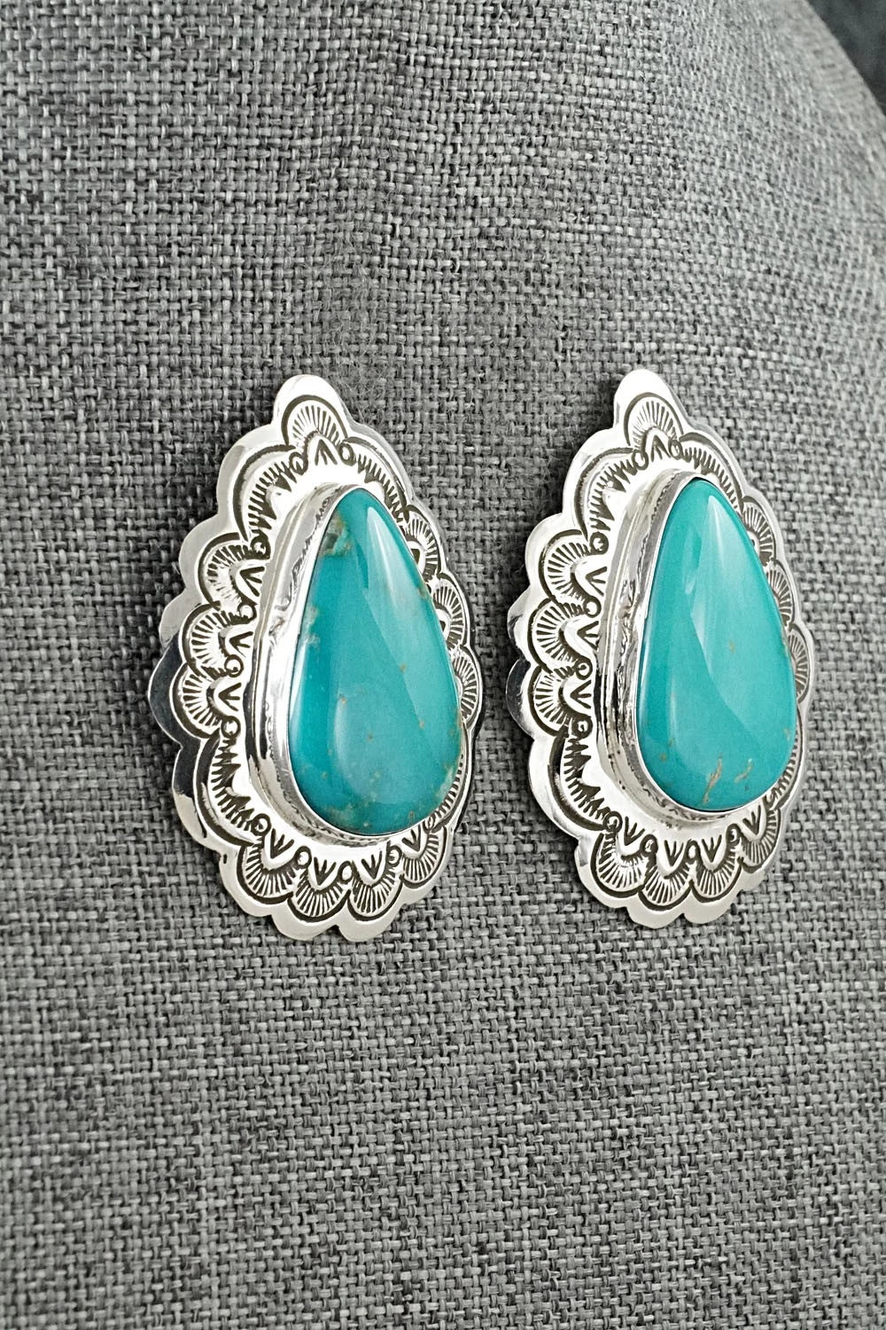 Turquoise & Sterling Silver Earrings - Arnold Blackgoat