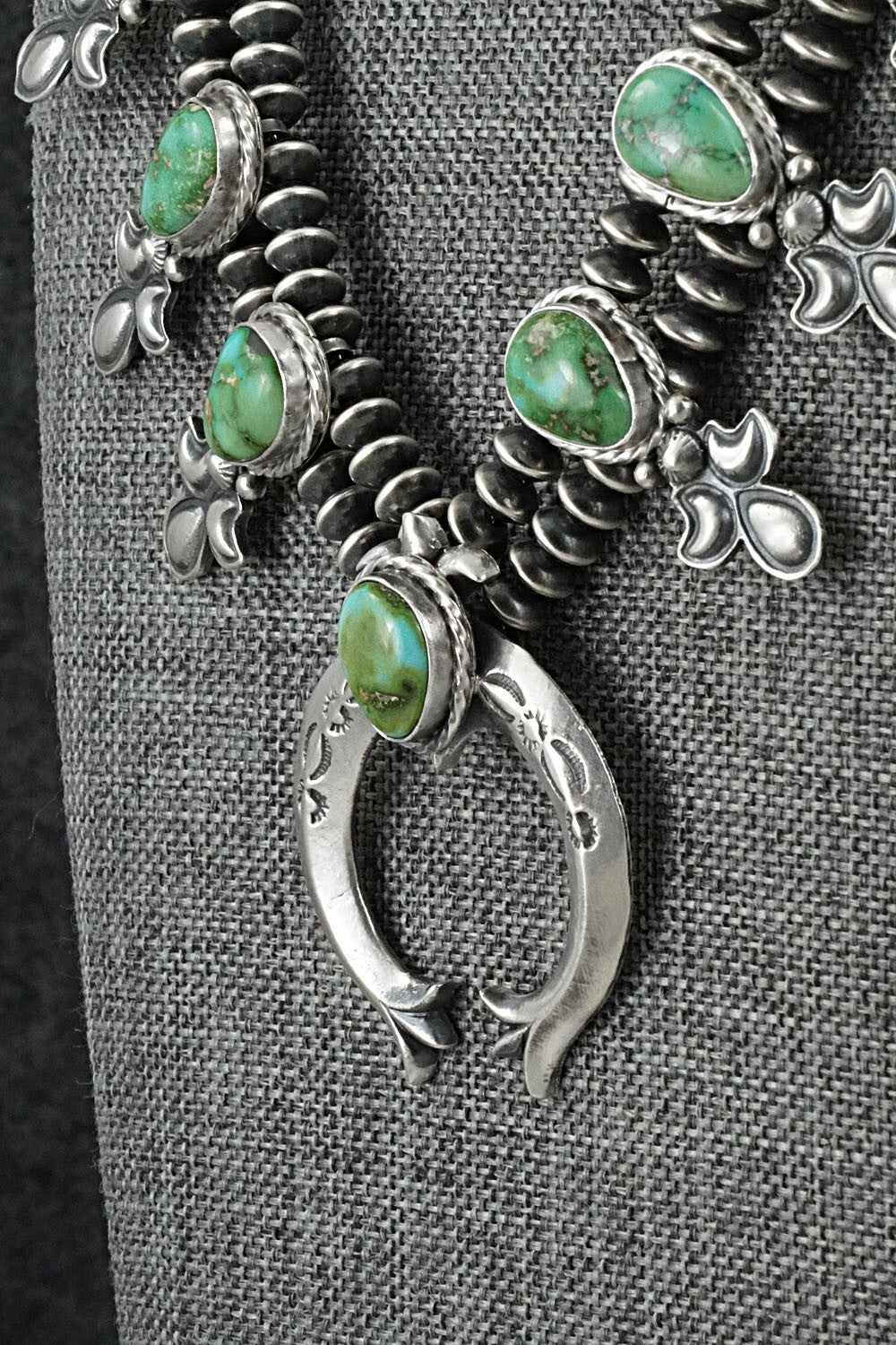 Turquoise & Sterling Silver Mini Squash Blossom Set - Adrienne Gordon