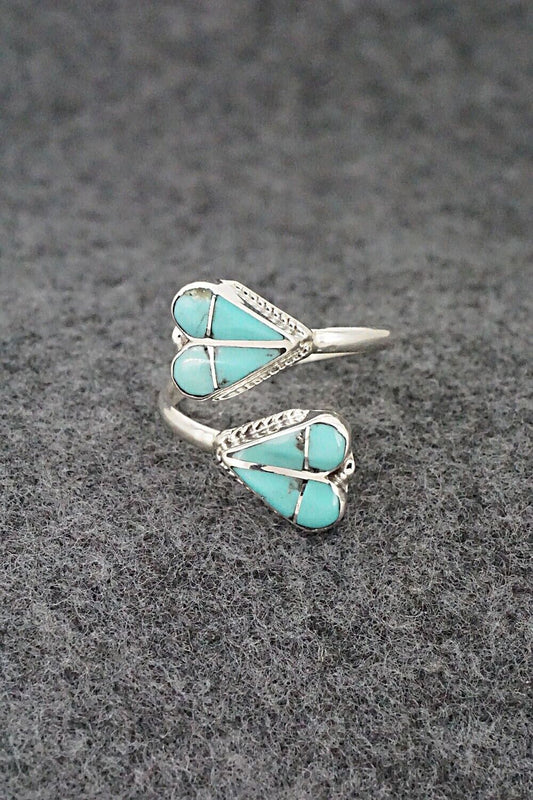 Turquoise & Sterling Silver Ring - Velda Nastacio - Size 9 Adj.