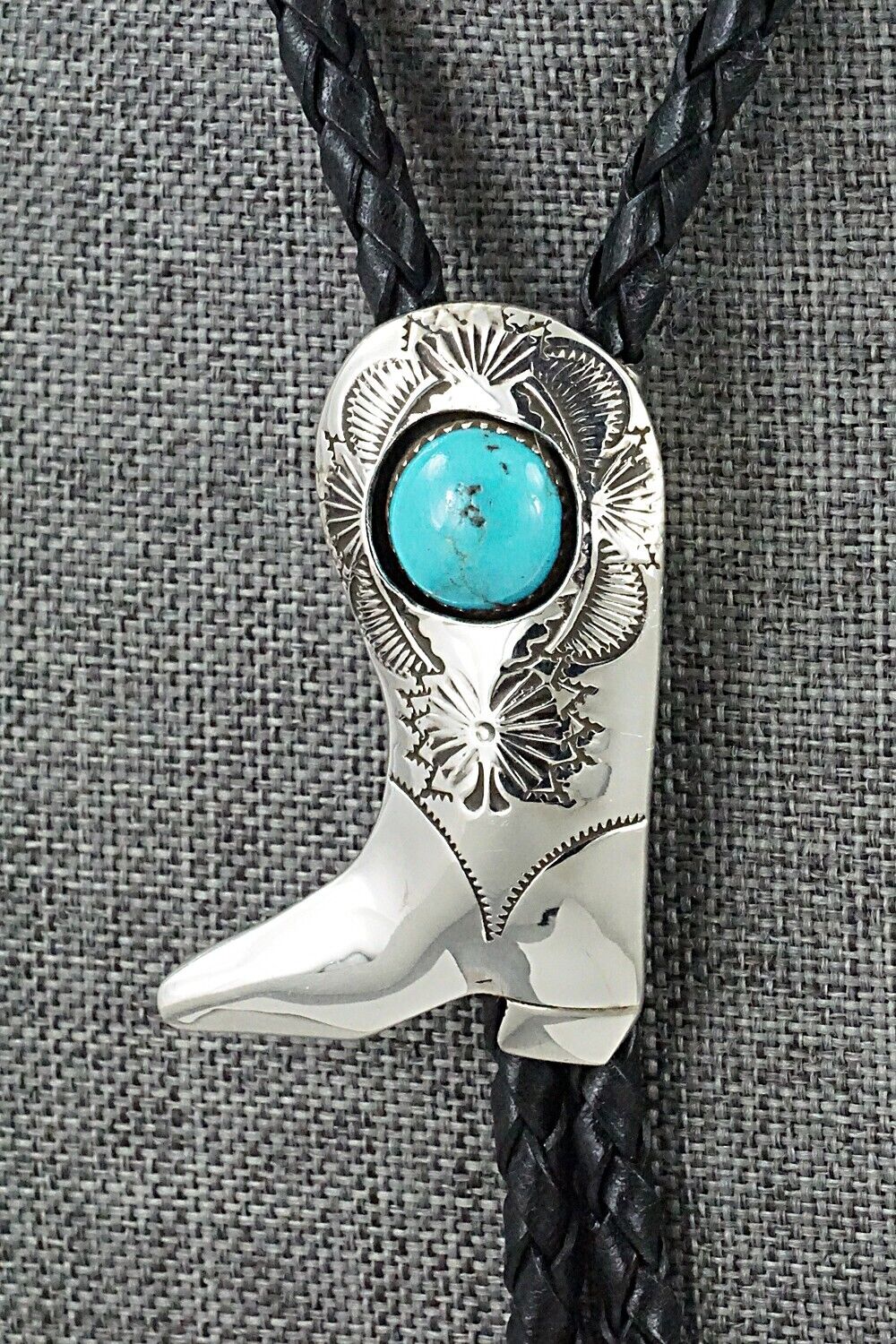 Turquoise & Sterling Silver Bolo Tie - Shirley Skeets