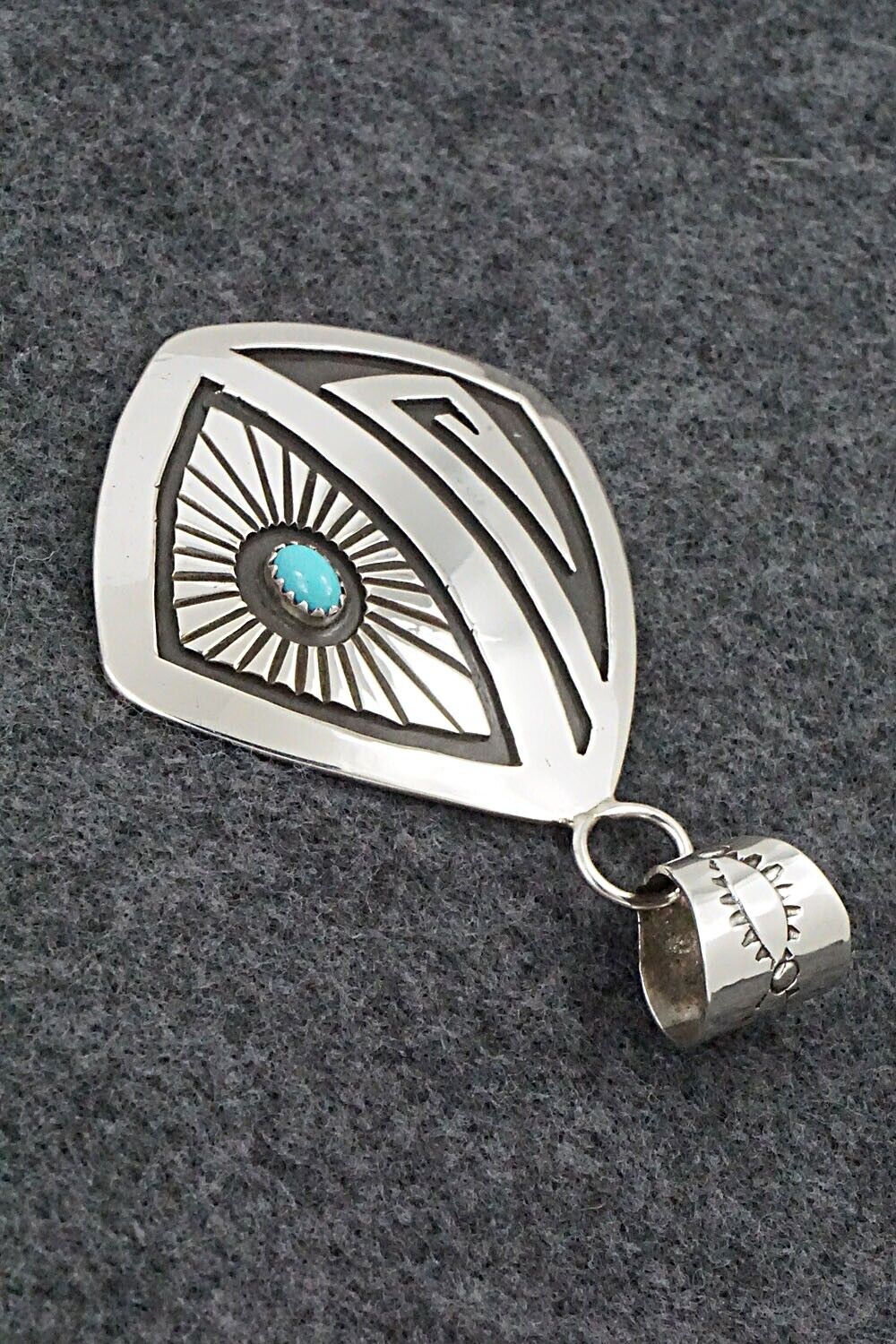 Turquoise and Sterling Silver Pendant - Rosco Scott