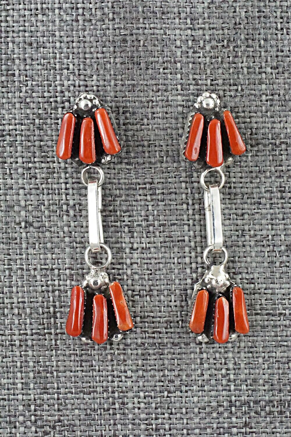 Coral & Sterling Silver Earrings - Carlene Hattie