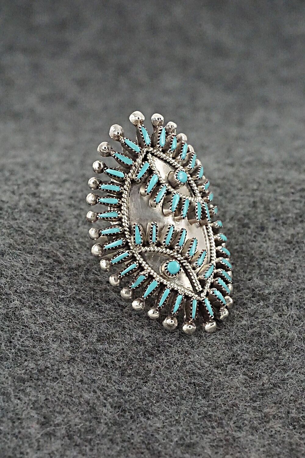 Turquoise & Sterling Silver Ring - Vincent Johnson - Size 7.75