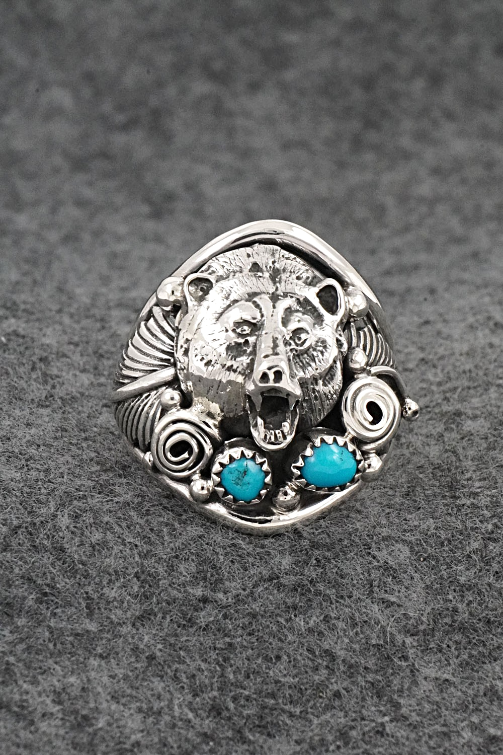 Turquoise & Sterling Silver Ring - Jeanette Saunders - Size 12