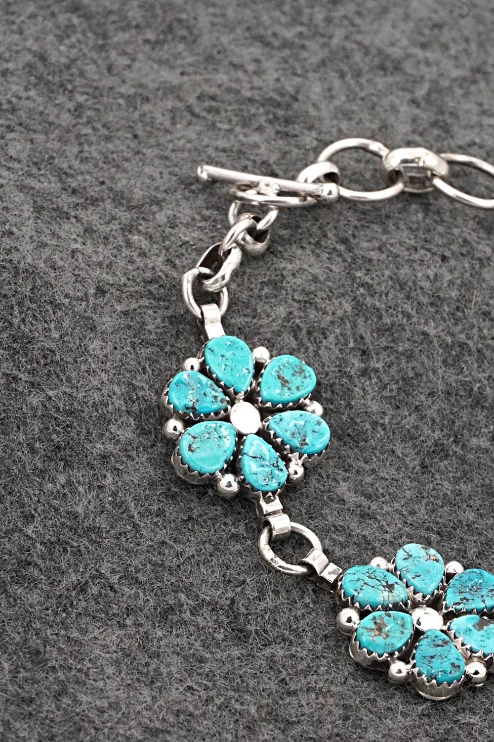 Turquoise & Sterling Silver Link Bracelet - Anthony Brown